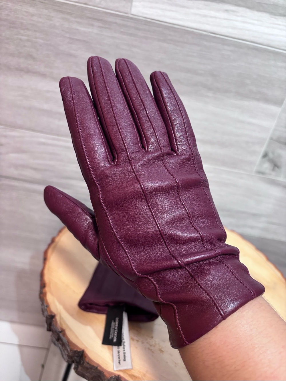 3/$30 Classic Leather Gloves – burgundy - new!